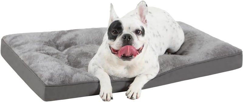 EMSLX Dog Bed for Crate Washable Dog Pad for Small Plush Dogs Kennel Pad Pet Sleeping Mat with Anti-Slip Bottom, 23x17 Inch, Grey - Image 1